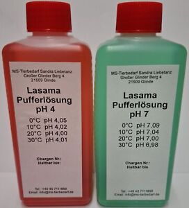 Lasama Pufferlösung / Eichlösung Set je 250 ml pH4 + pH7, Kalibrierlösung