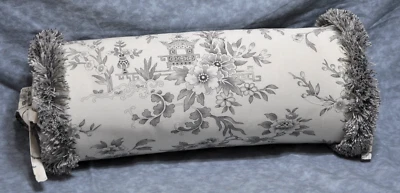 NUEVO Almohada con Flecos Hecha con Ralph Lauren Saint Honore Gris Tela Floral  Foto 1 de 2