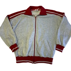 Vtg 80's Wilson Heather Red Stripe Sweatshirt Warm Up Athletic Track Suit Jacket - Picture 1 of 10