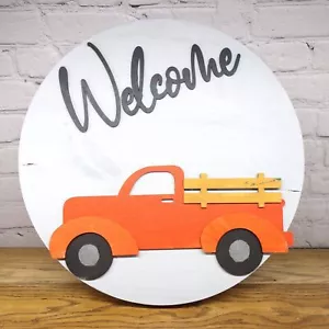Handmade Wood Welcome Sign Circle 18"x18" - Picture 1 of 6