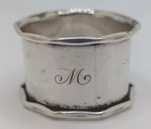 Antique English Sterling Silver Napkin Ring "M" initial engraving, dated 1927 - Picture 1 of 4