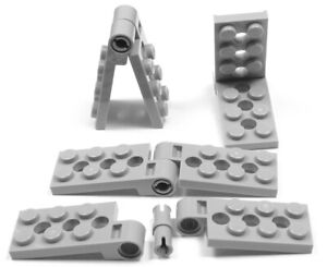 LEGO - 8 Gelenkplatten 2x4 hellgrau mit Pin / Scharnier  Gelenk / 98286 NEUWARE