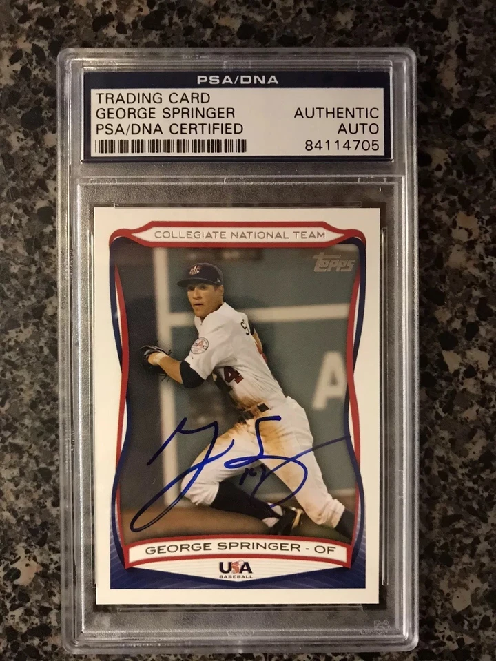 GEORGE SPRINGER PSA CERTIFIED SIGNED USA ROOKIE!! - Image 1 of 1