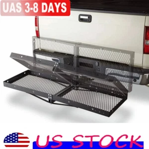 500lbs Folding Rack Cargo Basket Trailer Hitch Mount Luggage Carrier For Car SUV - Picture 1 of 11