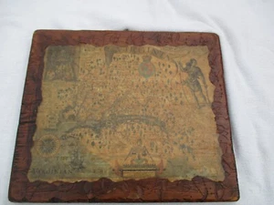 ANTIKE/RETRO TEILWEISE VIRGINIA KARTE AUF HOLZPLAKETTE MONTIERT. SCHÖNES DISPLAY. - Bild 1 von 17
