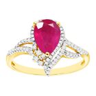 2.55Ct AA Grade Natural Red Ruby IGI Certified Diamond Ring In 14KT Yellow Gold