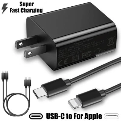 Super Fast Power Wall Charger Adapter & Quick Charge Cable For Apple iPad iPhone - Image 1 of 4