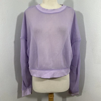 Alo Yoga Top Womens XL Purple Row Mesh Cropped Pullover - Image 1 of 4