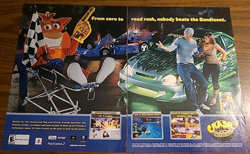 Videojuego Crash Bandicoot Nitro Kart 2003 anuncio impreso 11X16 vintage  Foto 1 de 1
