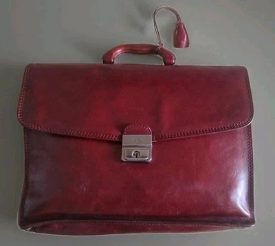 THE BRIDGE FIRENZE Cartella Pelle Borsa  BORDEAUX Leather Suitcase 39x31x12 RARA - Imagen 1 de 4