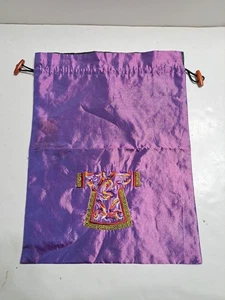 Chinese Satin Embroidered Drawstring Multi-Color Bag - Picture 1 of 10