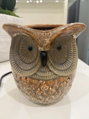 Calentador de cera perfumado de tamaño completo Intertek de búho de ojos grandes manchado esmaltado Foto 1 de 4