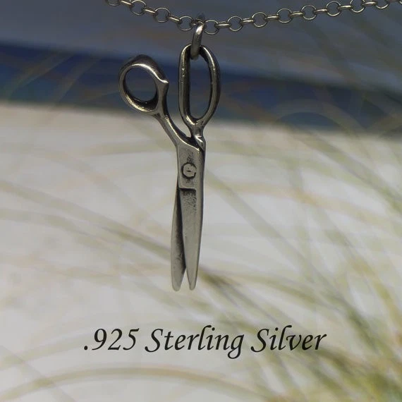 Настоящее серебро ножницы подвеска/кулон - Изображение 1 из 1