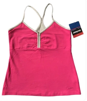 Camiseta sin mangas Patagonia para mujer grande rosa equilibrio espalda deportiva calce ajustado camisa yoga NUEVA Foto 1 de 4