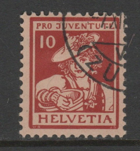 Suiza 1916 10c Semi Postal Sc B6 VFU Cat Val $77,50 Foto 1 de 1