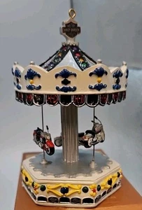 ULTRA RARE HARLEY DAVIDSON GO ROUND MOTORCYCLES CAROUSEL CHRISTMAS ORNAMENT - Picture 1 of 14