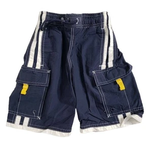 Tropical Escape Boys Size 4 Swim Trunks Shorts 2 Side Pockets Blue/White Elastic - Picture 1 of 12