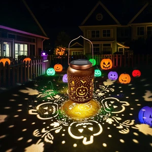 Halloween Decorations Solar Lanterns Outdoor Waterproof Pumpkin Garden Decor Gif - Picture 1 of 12