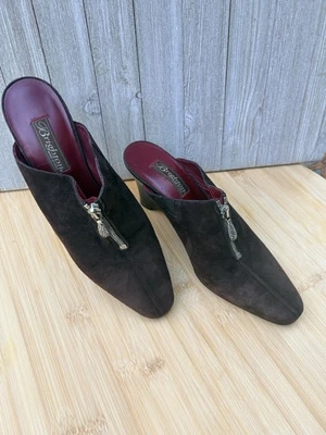 Brighton Rocker 4 Gamuza Tacones Mula Marrón Hecho en Italia Talla 8M Cremallera Detalle Foto 1 de 4