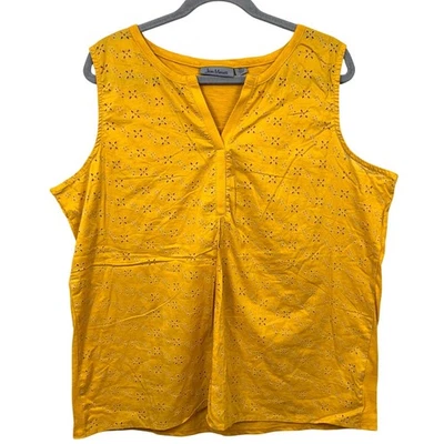 Blusa Jason Maxwell feminina ilhós túnica gola V sem mangas amarelo mostarda GG - Imagem 1 de 4