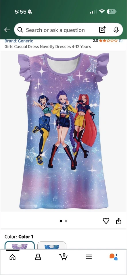 Vestido de noite K Pop Demon Hunter para meninas tamanho pequeno - Imagem 1 de 2