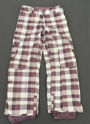 Pantalones cargo de snowboard BURTON para mujer talla XS púrpura a cuadros cintura ajustable Foto 1 de 4
