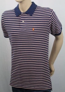 Ralph Lauren Kinder marineblau gestreiftes Netz Kurzarm Hemd orange Pony neu mit Etikett - Bild 1 von 1