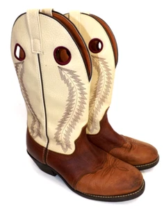 Laredo Western Buckaroo Rancher Leather 2 tone Boots - Men's size 10 EW - Picture 1 of 13