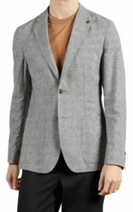 Ted Baker Bonsai Pow Check Blazer Charcoal Size 6 UK XL (46) BNWT - Picture 1 of 5