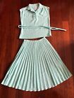 Vintage 1970s Marty Gutmacher knit twin set / top and skirt with belt