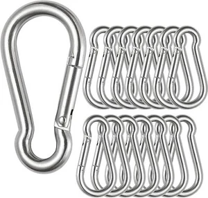 10/100 Pcs Carabiner Clips 2.36" Zinc D ring Hook Lock M6 60mm Galvanized Steel - Picture 1 of 4
