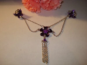 Rhinestone Enamel Floral Butterfly Tassle Sweater Dress Clip Guard N Earrings - Picture 1 of 4