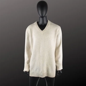 MOODS OF NORWAY Herren Beige Ellenbogen Patches V-Ausschnitt Pullover Pulli XXL 2XL Sweater - Bild 1 von 23