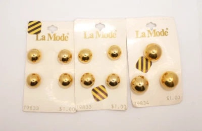 VTG La Mode Gold Tone Round Button Balls Different Sizes On Card Made in Japan - Image 1 of 4