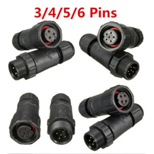IP68 Waterproof Electrical Cable Wire 3/4/5/6 Pin Connector Outdoor Plug Socket - Picture 1 of 11