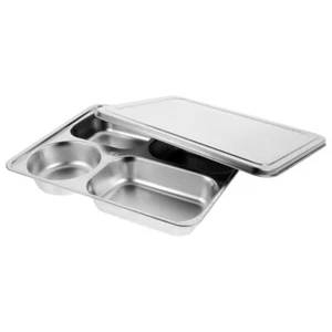 Stainless Steel Dinner Plate Student Child Food Compartment Tray - Picture 1 of 12