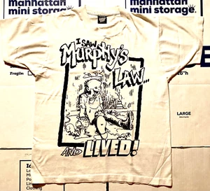 LEGGE DI MURPHYS HO VISTO LA LEGGE DI MURPHY E VISSUTO! RARA CAMICIA BIANCA VINTAGE ANNI 80 NYHC - Foto 1 di 11
