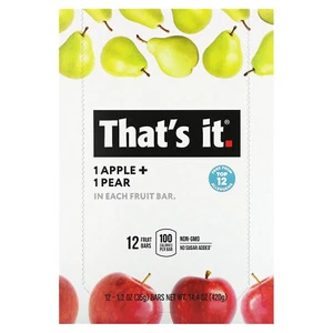Fruit Bar, Apple + Pear, 12 Bars, 1.2 oz (35 g) Each - Picture 1 of 3
