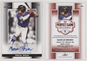 2019 Leaf Perfect Game National Showcase Black /50 Marcus Brown #BA-MB3 Auto