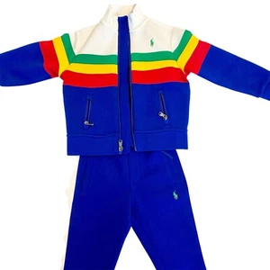Polo Ralph Lauren Kleinkind gestreifte Doppelstrickjacke mit Reißverschluss Gr. 3T + Jogginghose - Bild 1 von 22
