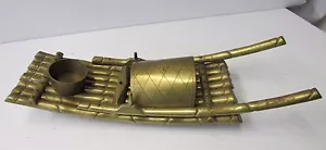 Vintage handgefertigte chinesische Bambus Segel Floß Boot Kerze/Weihrauchbrenner aus Messing - Bild 1 von 6