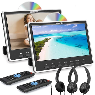 2x12" Auto Fernseher Kopfstütze DVD Player Monitor 1366x768 HDMI USB AV+Kopfhöre - Bild 1 von 4