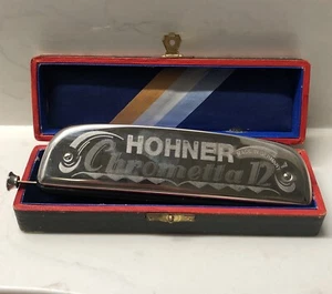 Antique Hohner Harmonica with Case / Chrometta 12 Valve Slide G Made in Germany - Imagen 1 de 18