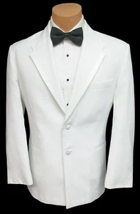 Men's White Oscar de la Renta Tuxedo Jacket Prom Wedding Groom Mason Cruise 35R - Picture 1 of 5