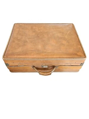 Vintage Hartmann Luggage Brown Faux Leather Suitcase 25”x 19”x 8” * READ* - Image 1 of 4