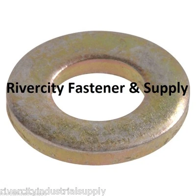 RIVERCITY FASTENER & SUPPLY (50) 3/8 Inch Grade 8 USS Flat Washers 3/8" Thru Hardened Washer Yellow Zinc