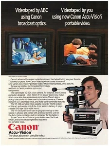 Original 1983 Canon Accu-Vision Portable Video Camera, Recorder Vintage Print Ad - Picture 1 of 1