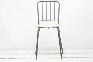 Vintage MidCentury Dee Mfg. 1950s Child's Black Bent Metal and Vinyl Chair White - Picture 1 of 11