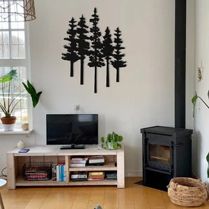 A Family of Pines Trees Metal Wall Art, Extra Large Tree Decor, Outdoor Decor - Picture 1 of 10