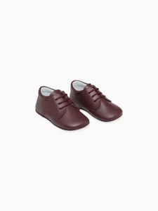 La Coqueta Burgundy Leather Baby Booties Size 18 NEW - Picture 1 of 4